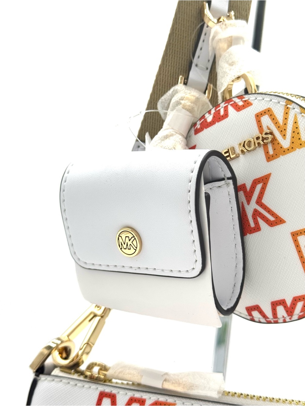 Michael Kors Jet Set Price Medium Crossbody W Tech Accessories Rainbow MK Logo - Picture 8 of 10